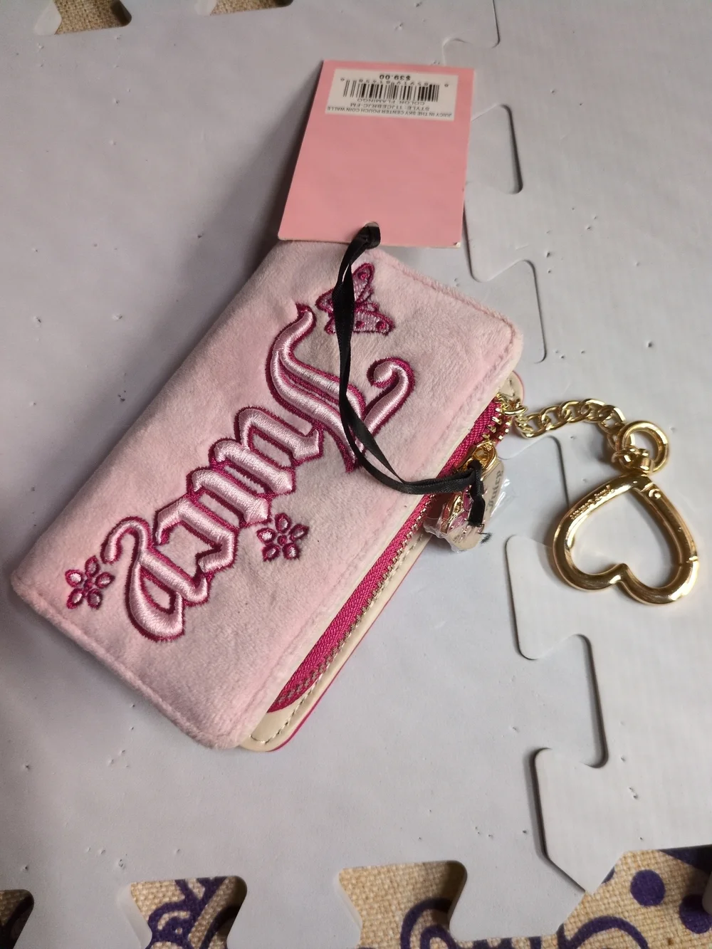 Juicy Couture Pink Plush 'Juicy' Zip Wallet